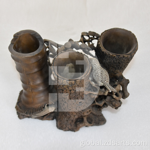 Stone Carved Pine and Plum Bamboo Pine plum and bamboo penholder ornaments Factory